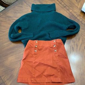 Copper Key brand skirt and turtle neck sweater